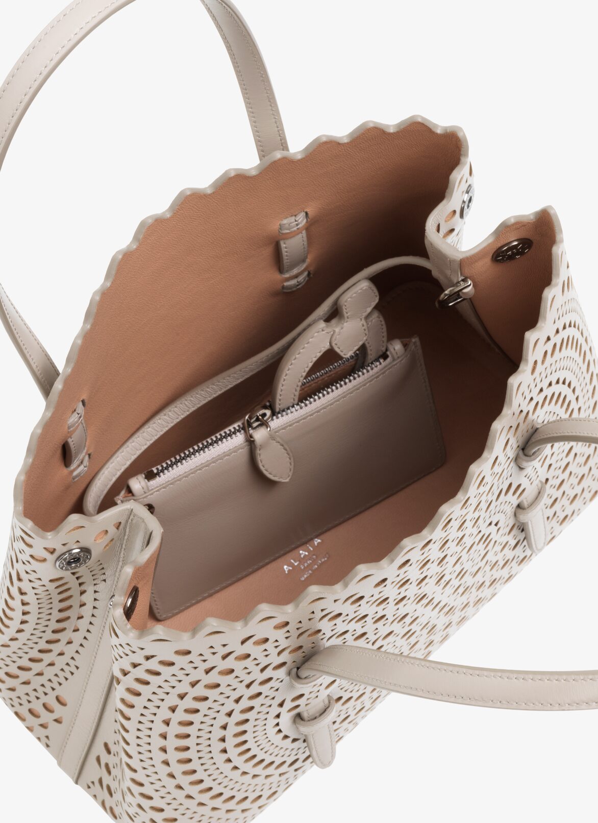 MINA 25 TOTE BAG
 ALAÏA PERLE/SANDY MINA 25 TOTE BAG